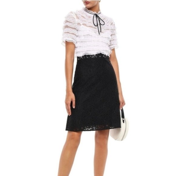 Sandro Helsinki Bow-detailed Organza And Lace dress xs 2 - Picture 2 of 15